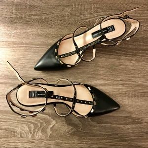 INC Black Carma Pointed Toe Studded Pumps 6.5